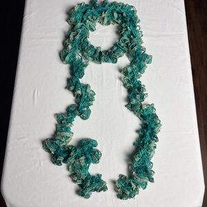 Teal and Gold Sequin Ruffle Skinny Scarf- MermaidCore